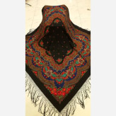 روسری ترکمنی اصل پشمی برند Pavlovo Posad مدل ستاره قواره 148×148 سانتیمتر