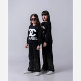 بلوز و شلوار راحتی دخترانه نگین کاری شده نخ پنبه دورس لاکرا دار سایز 50 تا 65