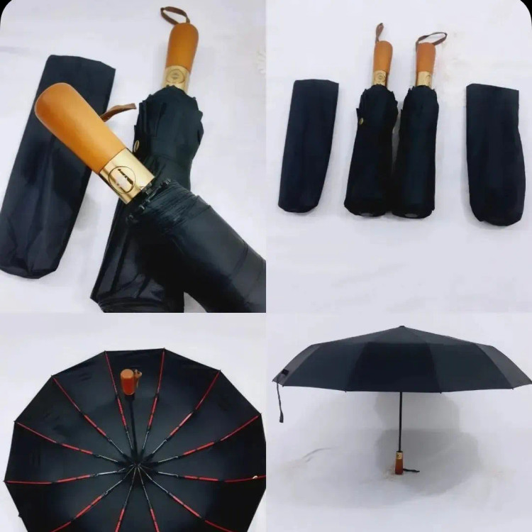 چتر تاشو اتوماتیک دسته چوبی ضد باد پارچه نانو آبگریز