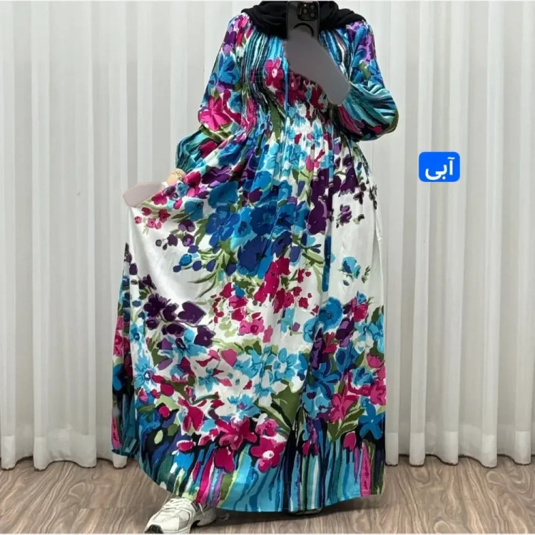 پیراهن ساحلی آبرنگی کریشه فری سایز زنانه آستین بلند تا سایز 54 مناسب چهارفصل شیک و راحت بدون بدن نما