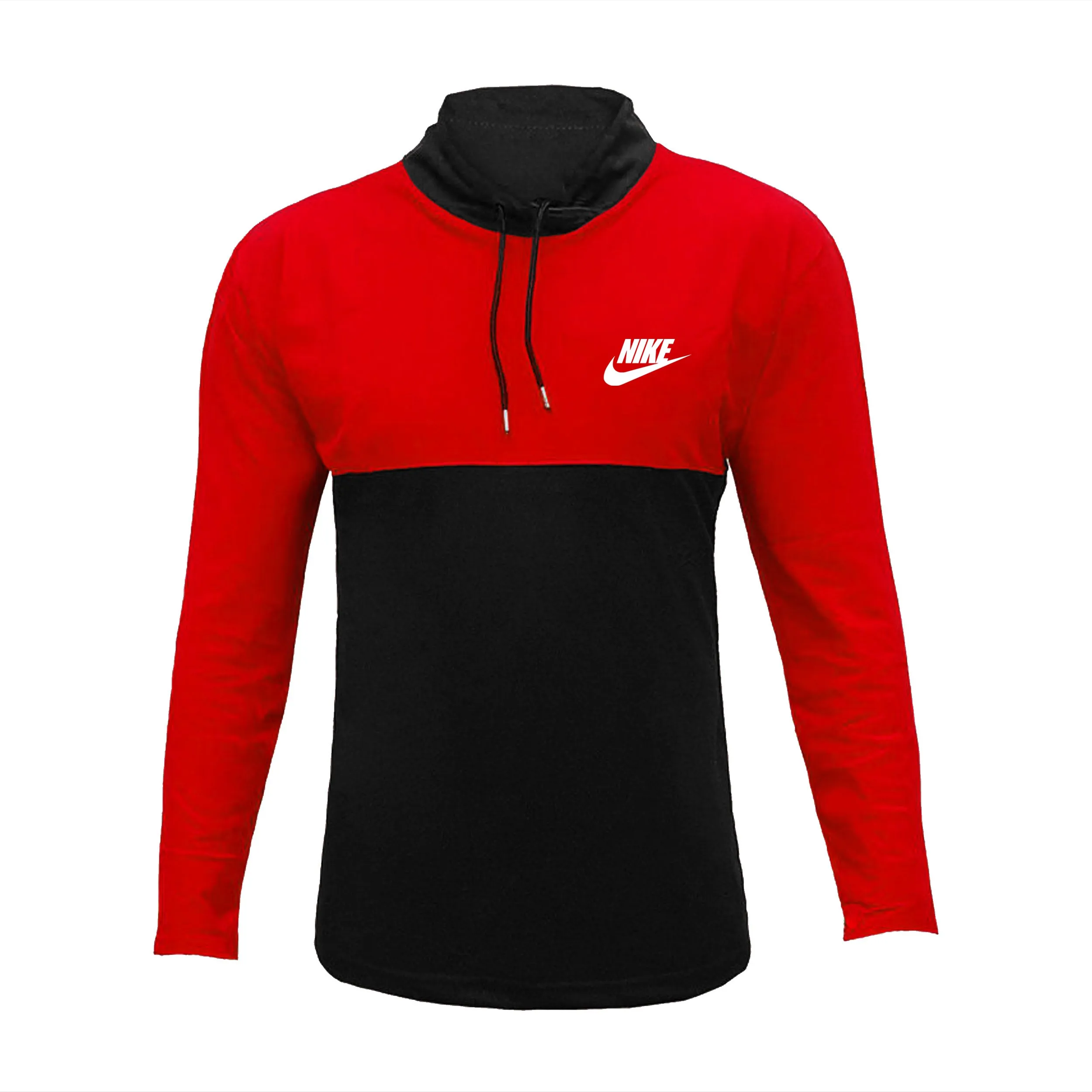 تیشرت آستین بلند مردانه طرح Nike جودون قرمز-مشکی یقه ایستاده