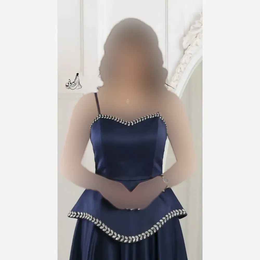 پیراهن مجلسی زنانه ساتن آمریکایی نگیندار مدل شبنم سایز 36 تا 44