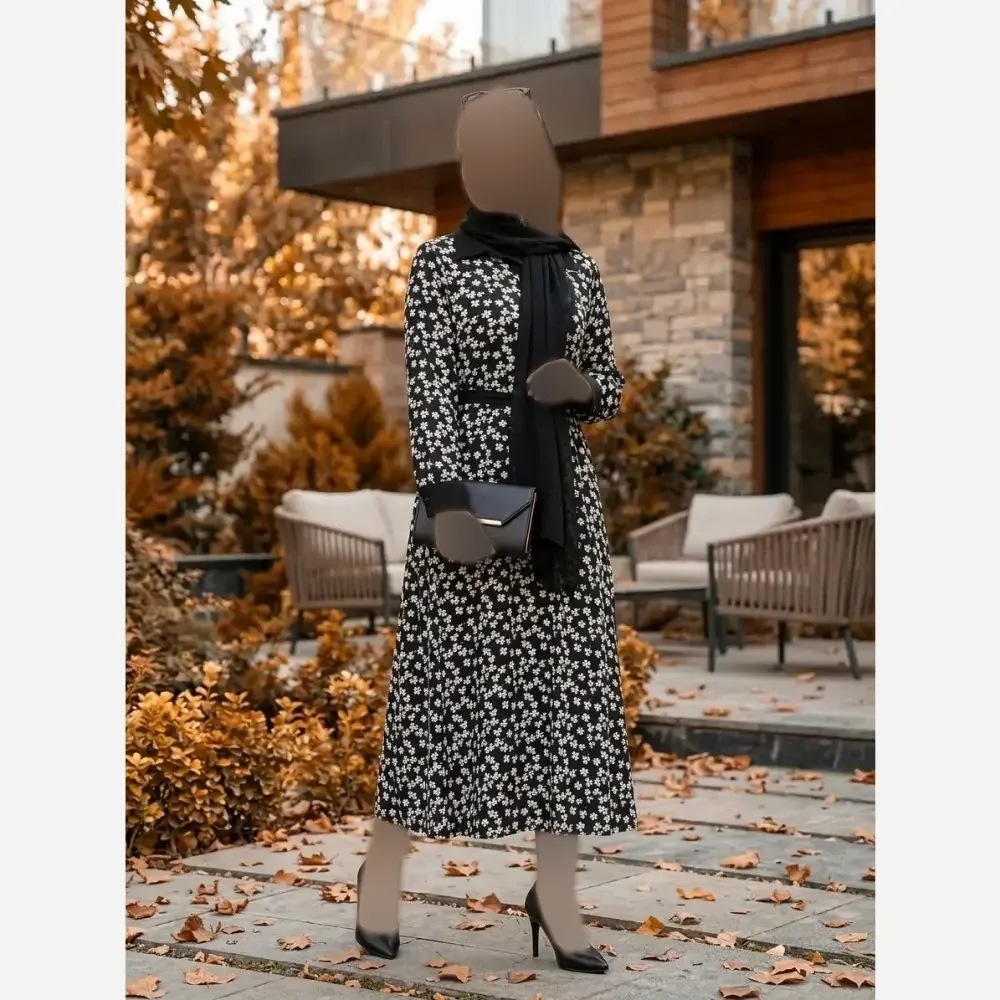 پیراهن مجلسی بلند یقه مردانه پارچه الیزه فری سایز