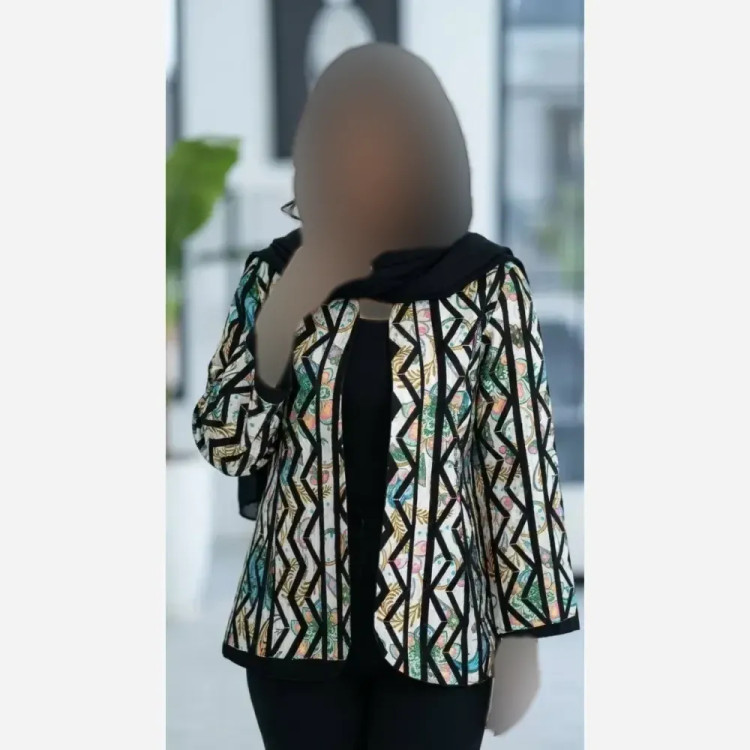 کت زنانه طرح دار جنس تافته درجه یک فری سایز 38 تا 46