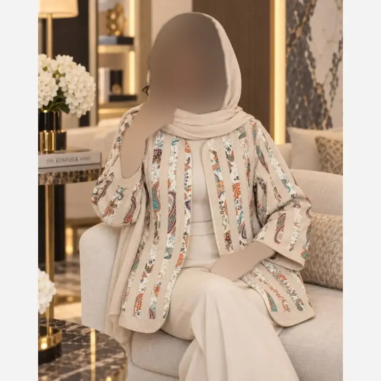 کت زنانه طرح دار جنس تافته درجه یک فری سایز 38 تا 46