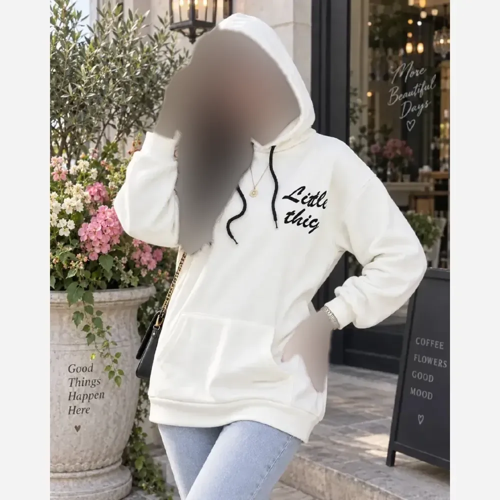 هودی دورس توکرک لانگ جیب کانگورویی طرح little thing سایز فری تا 48