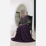 پیراهن ماکسی مجلسی زنانه لمه کاپدار سایز بزرگ