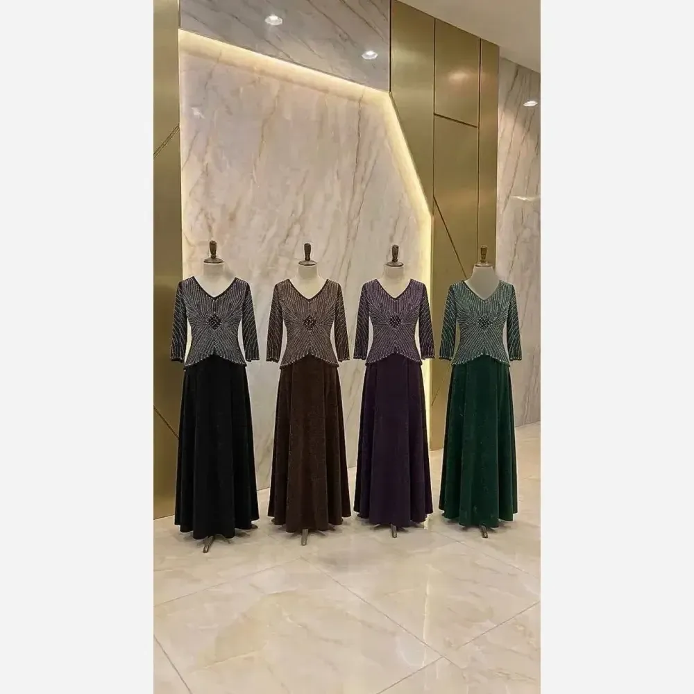 پیراهن ماکسی مجلسی زنانه لمه کاپدار سایز بزرگ