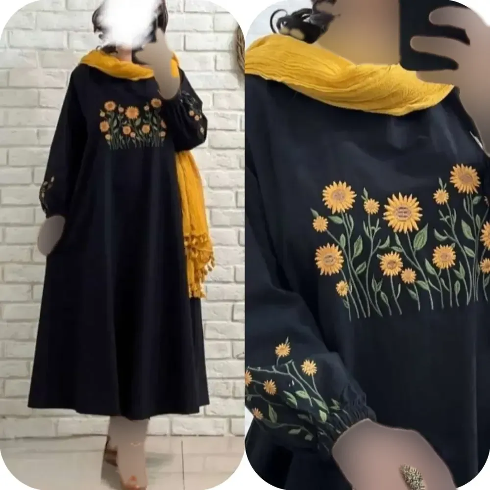 کفتان گلدوزی پاییزه مخمل کبریتی ریز فری سایز قد 140