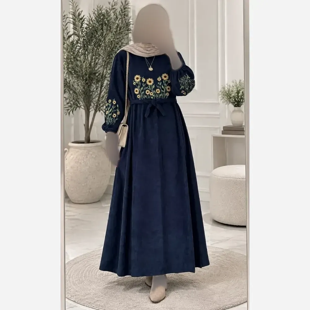 کفتان گلدوزی پاییزه مخمل کبریتی ریز فری سایز قد 140