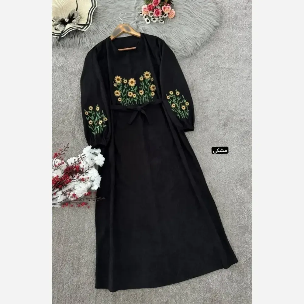کفتان گلدوزی پاییزه مخمل کبریتی ریز فری سایز قد 140