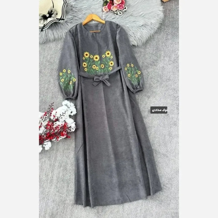 کفتان گلدوزی پاییزه مخمل کبریتی ریز فری سایز قد 140