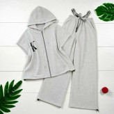 ست وست و شلوار لش ملانژ طوسی روشن فری سایز