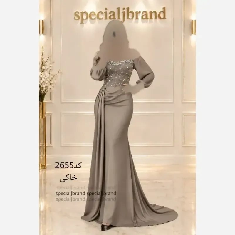 ماکسی مجلسی ژانت ساتن جولیا کاپ دار سنگدوزی شده