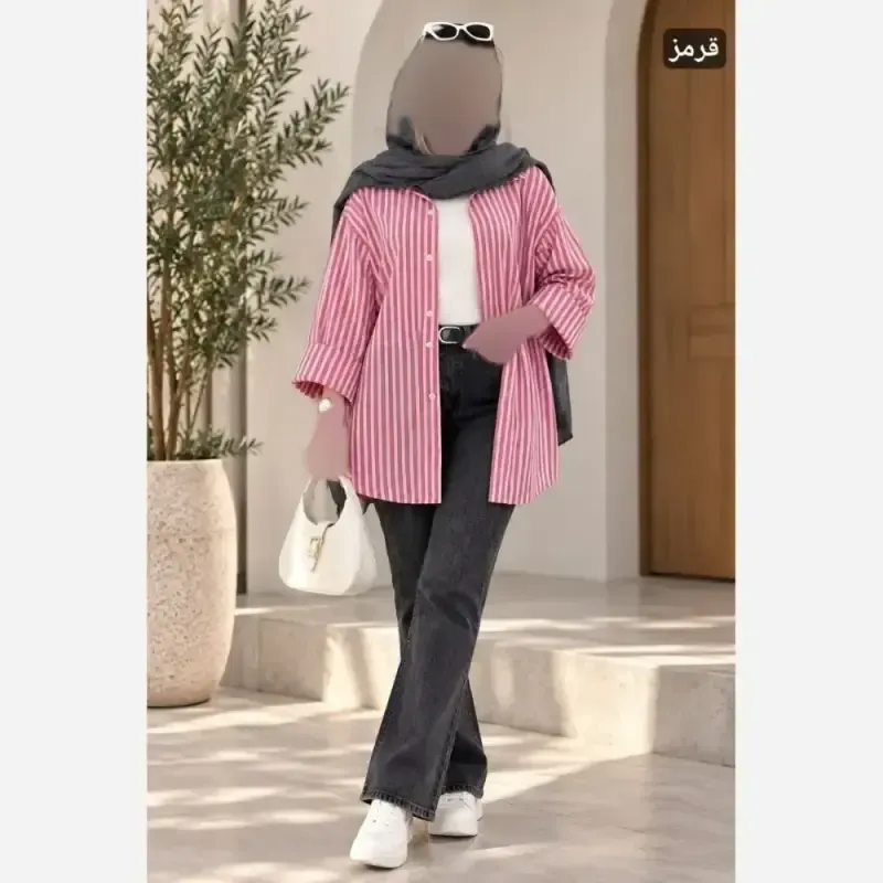مانتو لینن نخ شسته شده فری سایز قرمز و زرد
