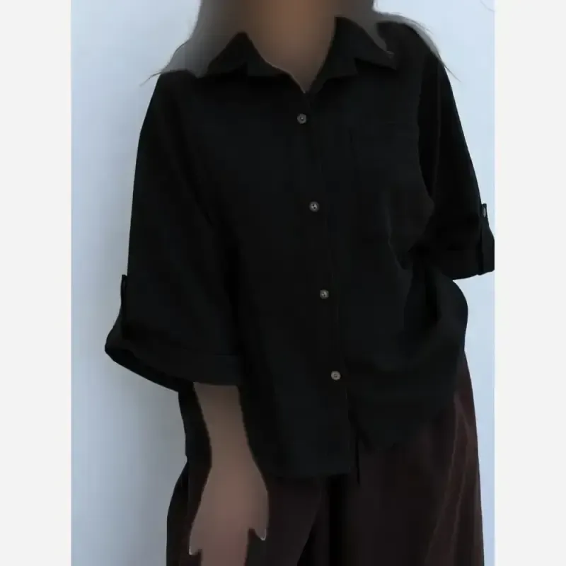 شومیز باکسی لینن درجه یک زنانه رنگ مشکی و سبز پسته ای فری سایز
