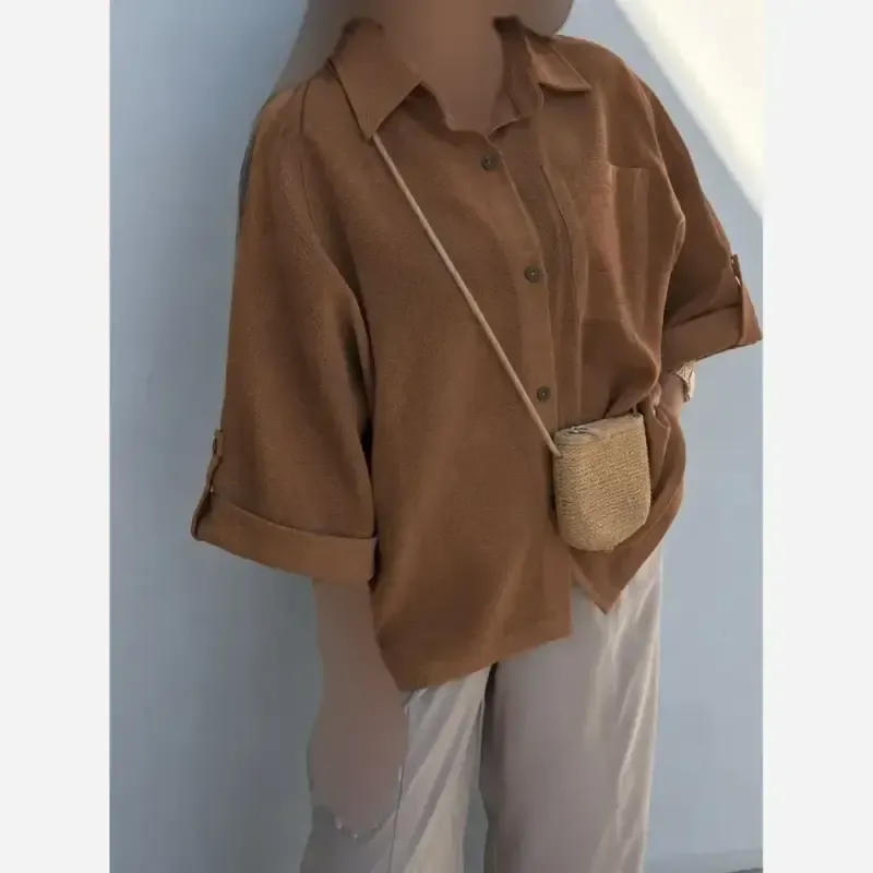 شومیز باکسی لینن درجه یک زنانه رنگ مشکی و سبز پسته ای فری سایز