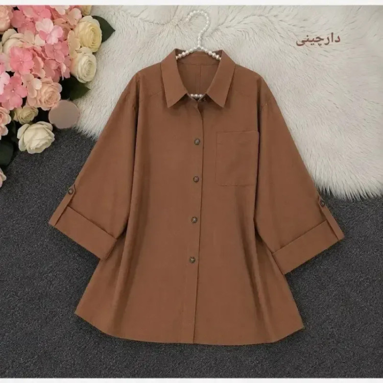 شومیز باکسی لینن درجه یک زنانه رنگ مشکی و سبز پسته ای فری سایز