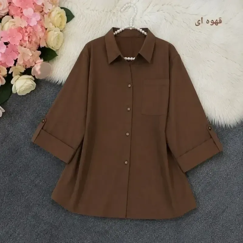 شومیز باکسی لینن درجه یک زنانه رنگ مشکی و سبز پسته ای فری سایز
