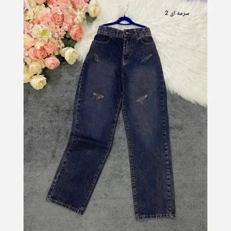 شلوار نیم بگ زنانه جین درجه یک پشت کش قد 105