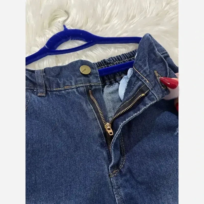 شلوار نیم بگ زنانه جین درجه یک پشت کش قد 105
