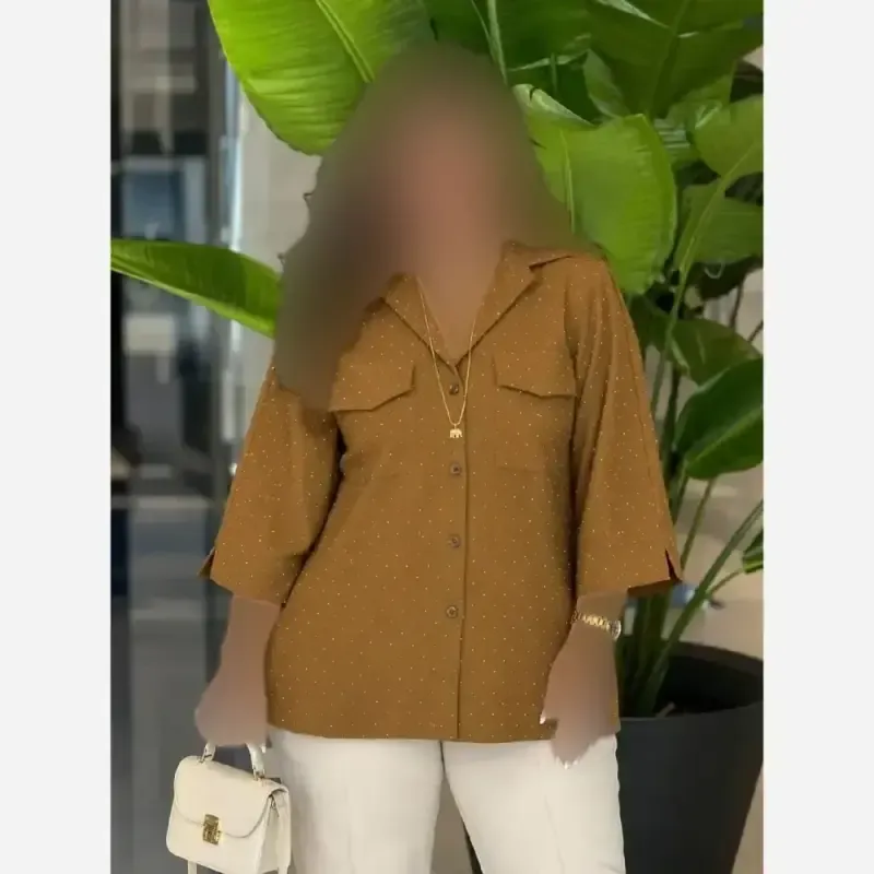 مانتو باکسی ینزی فول نگین زنانه فری سایز رنگ مشکی موکا آبی