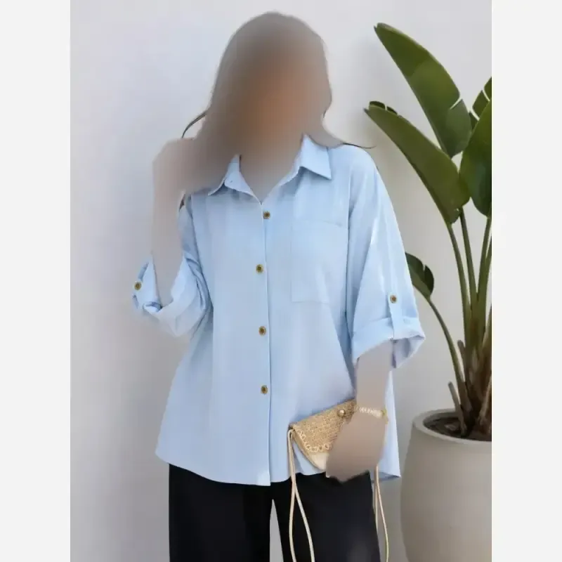 شومیز باکسی لینن پری زنانه جیب دار رنگ مشکی و کرم فری سایز