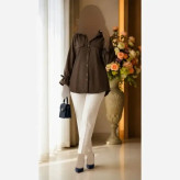شومیز آستین عروسکی لینن پری زنانه رنگ مشکی و کرم سایز فری تا 48
