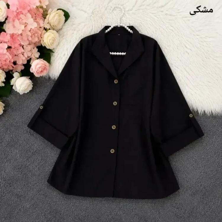 شومیز باکسی داکرون مشکی سایز فری تا 48