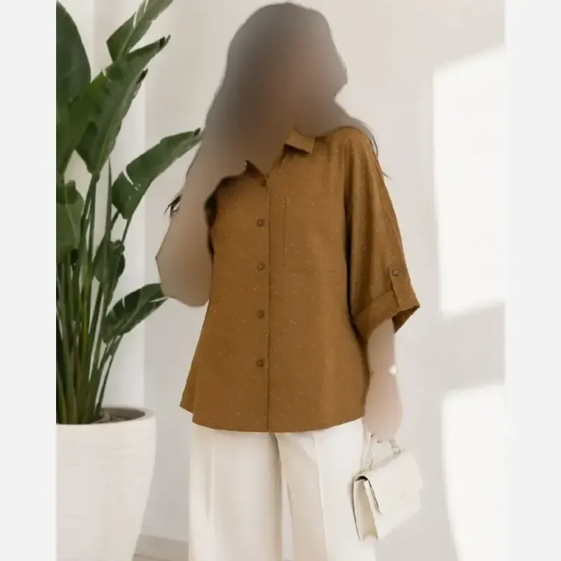 مانتو باکسی ینزی فول نگین خنک تابستانی فری سایز تا 48