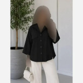 شومیز باکسی لینن درجه یک مشکی فری سایز تا 48 خنک
