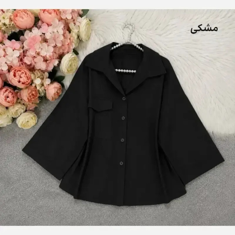 شومیز باکسی لینن درجه یک مشکی فری سایز تا 48 خنک