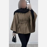 شنل زنانه توییت پشمی پیچازی آیلار فری سایز 38 تا 50 با کمربند