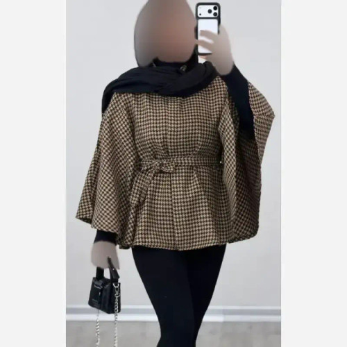 شنل زنانه توییت پشمی پیچازی آیلار فری سایز 38 تا 50 با کمربند