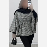 شنل زنانه توییت پشمی پیچازی آیلار فری سایز 38 تا 50 با کمربند