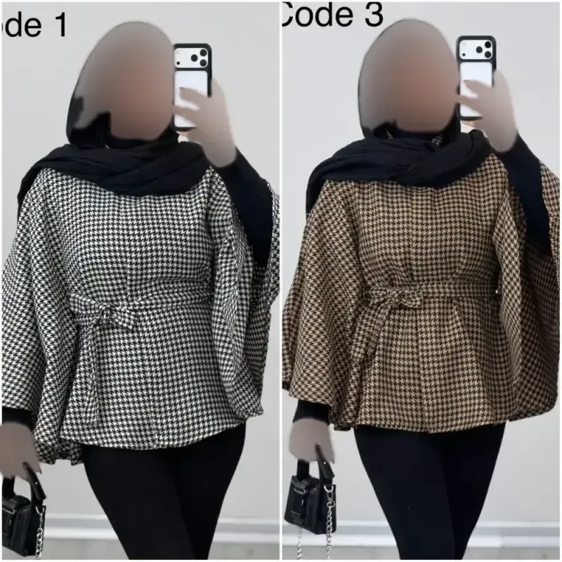 شنل زنانه توییت پشمی پیچازی آیلار فری سایز 38 تا 50 با کمربند