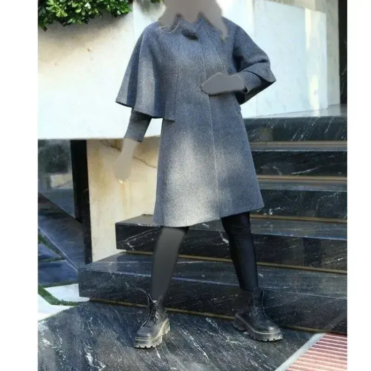 پالتو بافت فشرده مدل ونیز فری سایز 38 تا 46 رنگ مشکی ذغالی طوسی نسکافه ای