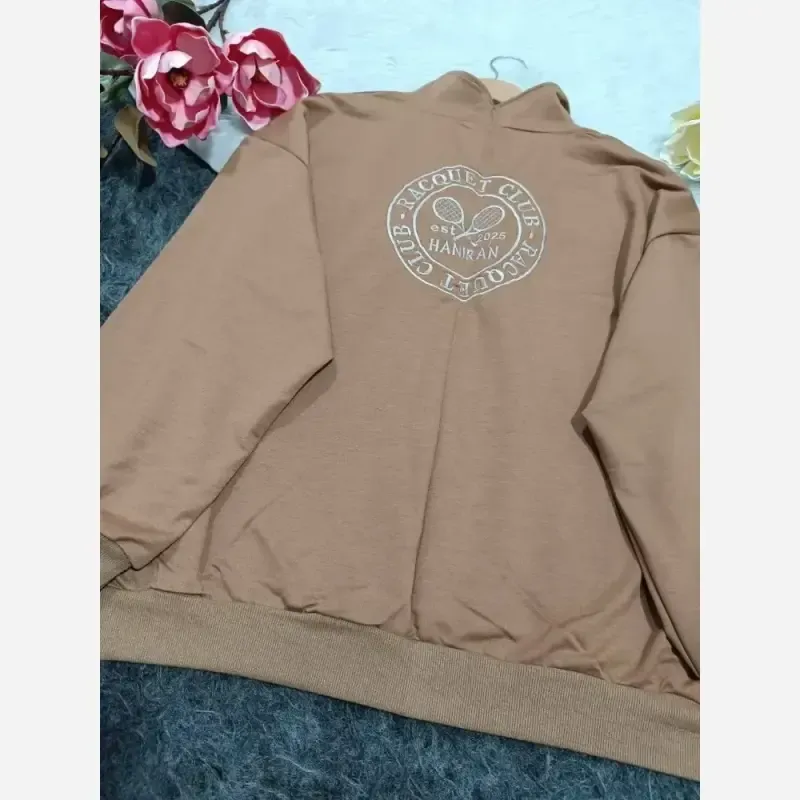 سویشرت تنیس زنانه جنس گلکسی پنبه درجه یک سایز فری فانتزی گلدوزی شده