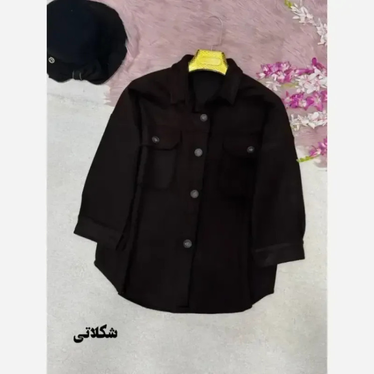 مانتو بلند پشمی موهر دار پاییزه و زمستانه کمربنددار محیا