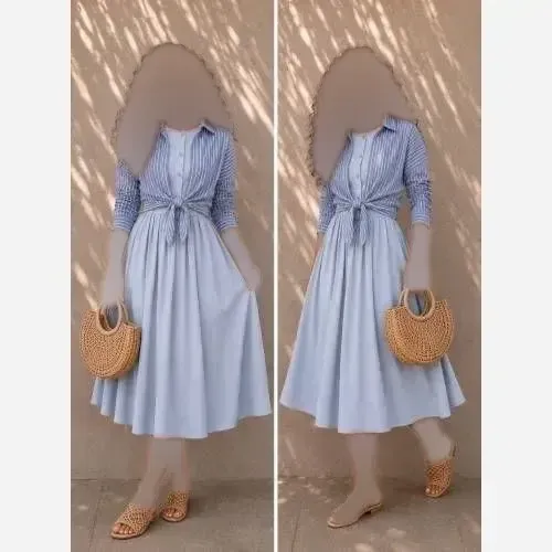 ست دو تیکه مدل هیوا سارافون لینن و شومیز کرپ وارداتی