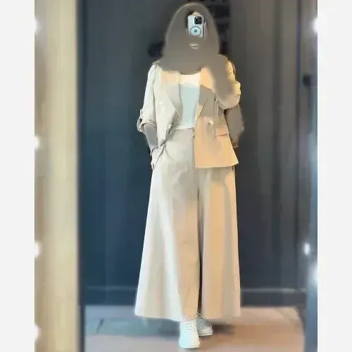 کت شلوار زنانه لینن مدل سارا رنگ مشکی و سبز