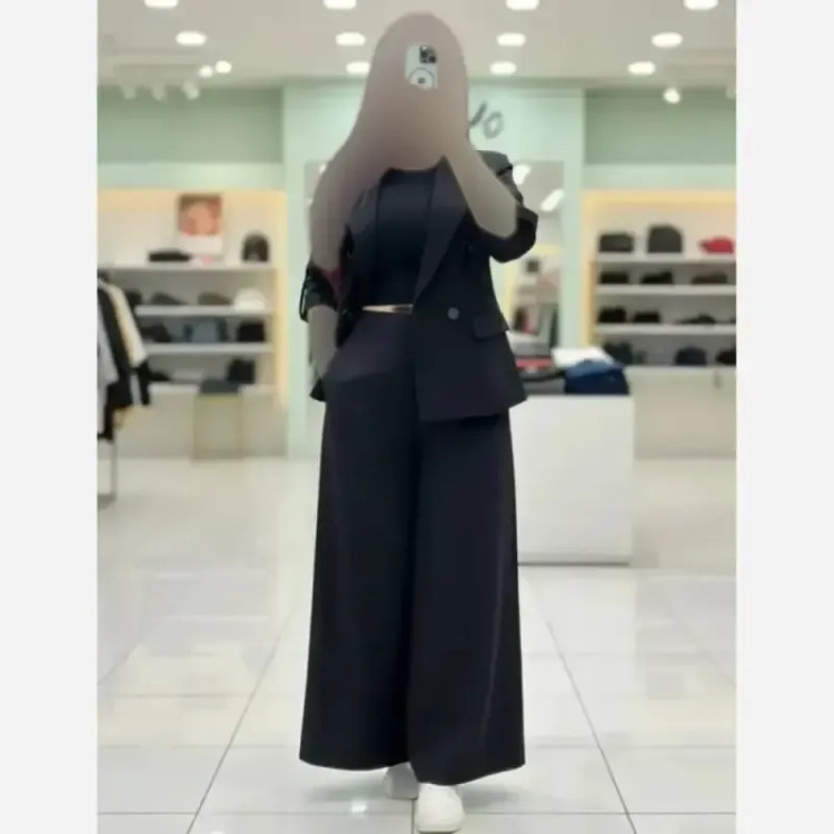 کت شلوار زنانه لینن مدل سارا رنگ مشکی و سبز