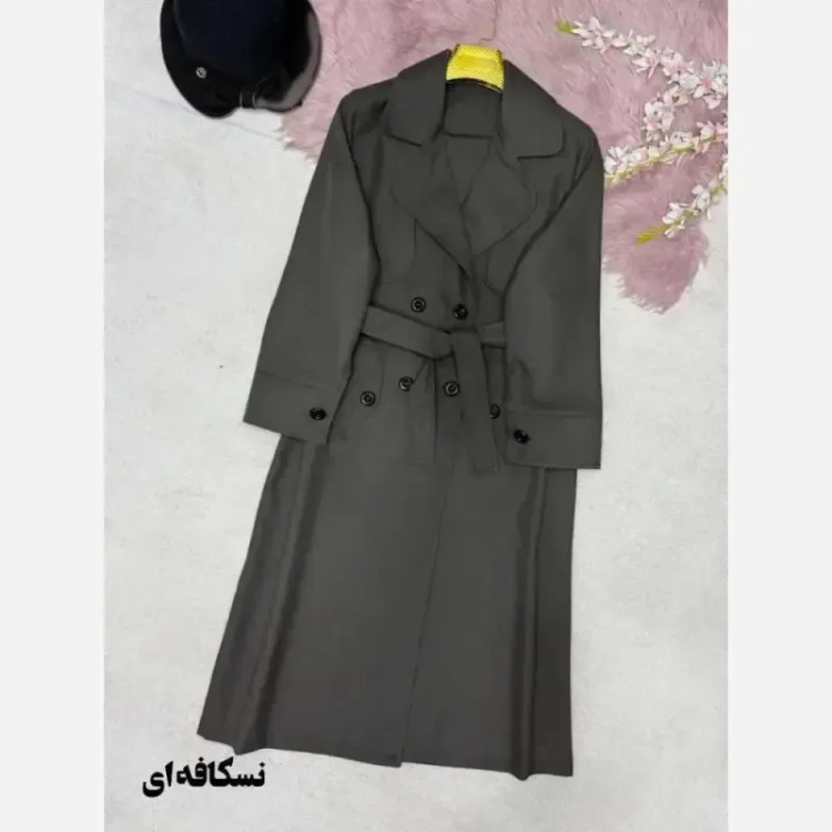 مانتو بلند فاستونی صبا دکمه دار کمربند دار سایز 38 تا 48