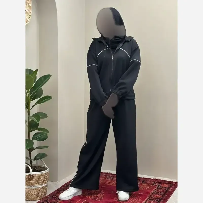 سویشرت و شلوار نانسی جنس مازراتی درجه یک رنگ مشکی موکا سرمه ای فری سایز