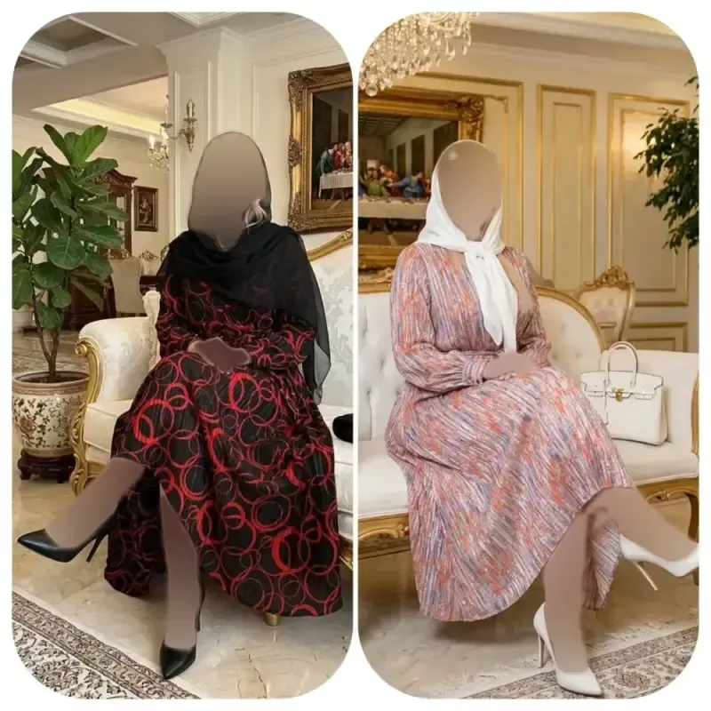 پیراهن حریر شاین لمه دار آستردار یقه چپ و راستی فری سایز