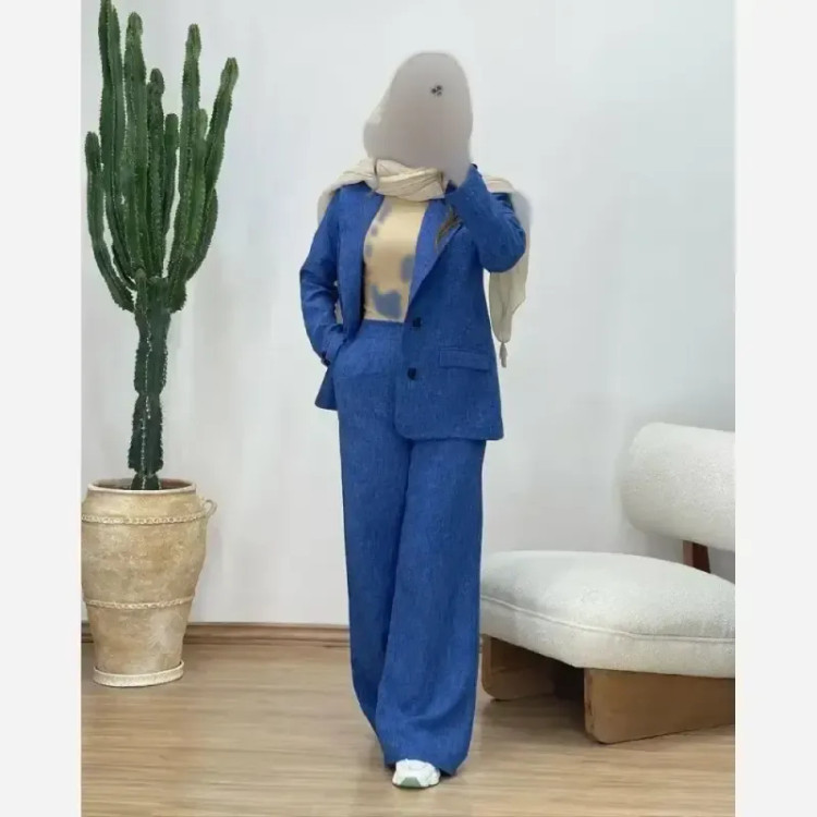 ست کت شلوار زنانه شانتون فروردین رنگ سبز و کاربنی فری سایز