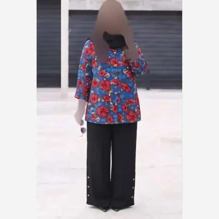 ست شومیز و شلوار نخی طرح دار قواره دار فری سایز