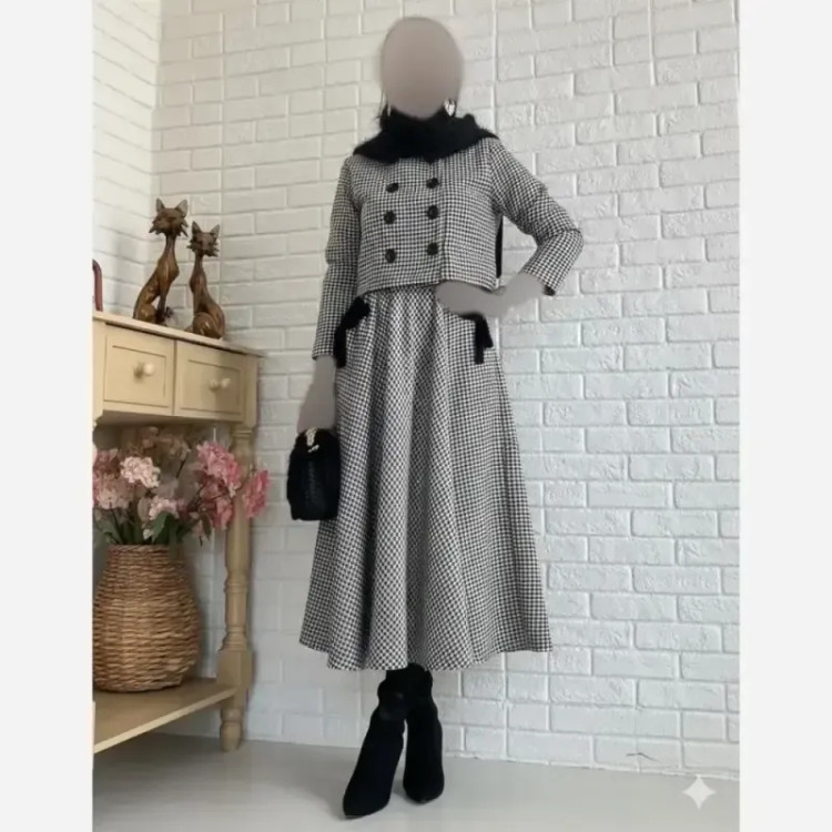 کت دامن پیچازی گرم و ضخیم زنانه سایز بزرگ و معمولی
