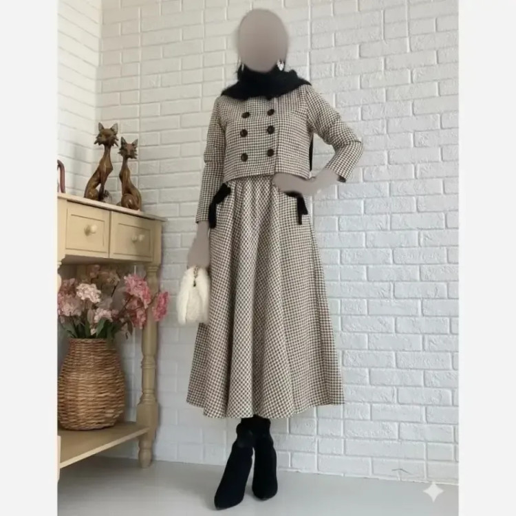 کت دامن پیچازی گرم و ضخیم زنانه سایز بزرگ و معمولی
