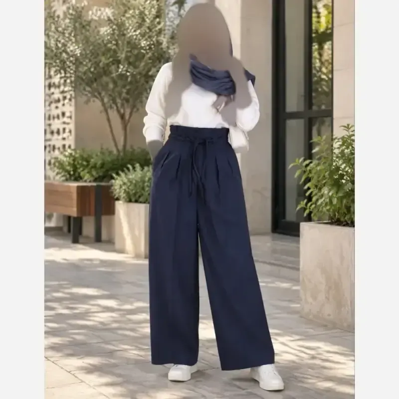 شلوار بگ بزیاق کمربنددار جیب دار قد 105 سایز L تا XXL